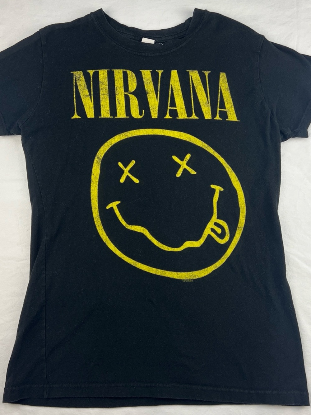 Nirvana Classic Tultex Tee Concert Shirt Black Yellow Face Unisex Adult Medium